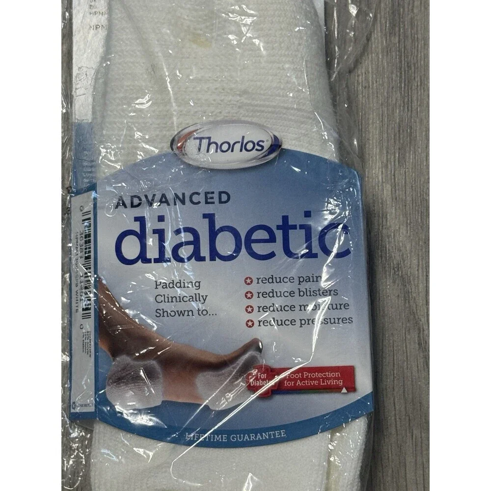 THORLOS Advanced Diabetic Women' s Single Pair Crew Socks White 5-9 Medium New